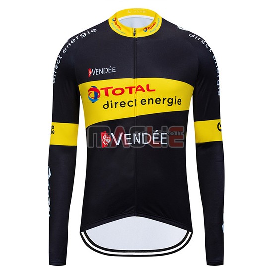 Maglia Direct Energie Manica Lunga 2019 Nero Giallo